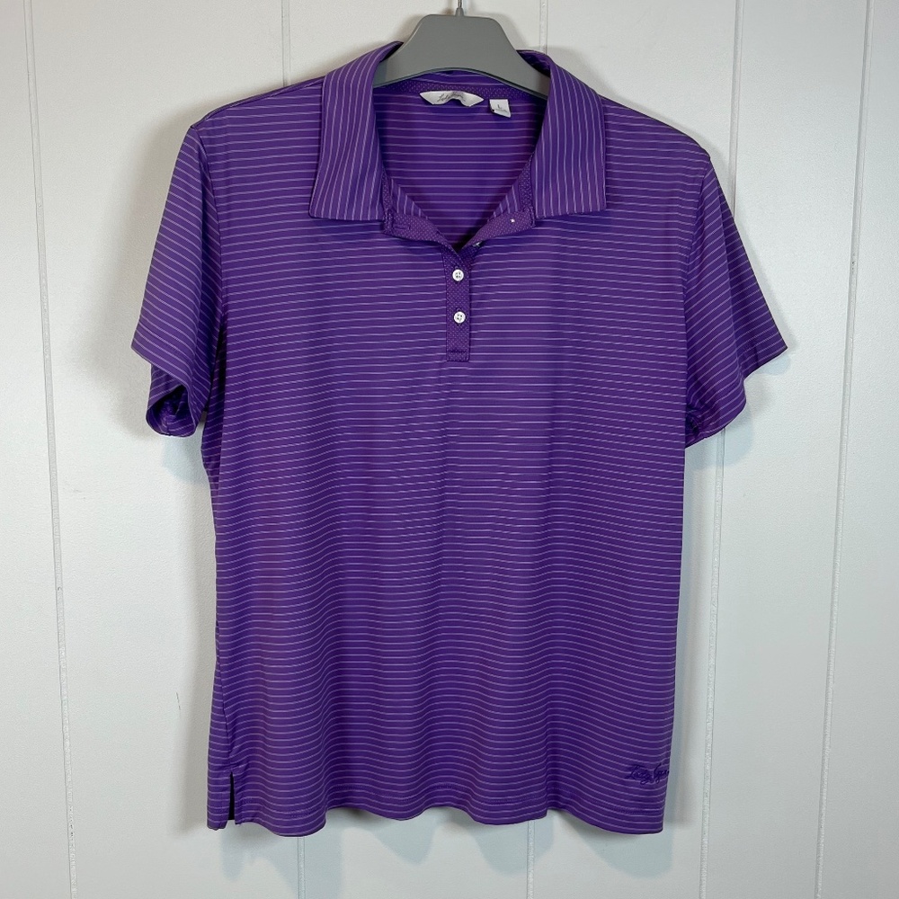 Lady Hagen Purple Short Sleeve Golf Shirt sz L Feminine Comfy Athletic Sporty